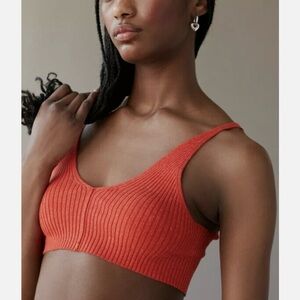 Urban Outfitters Medium Ribbed Knit Red/Orange Cropped Tank Top